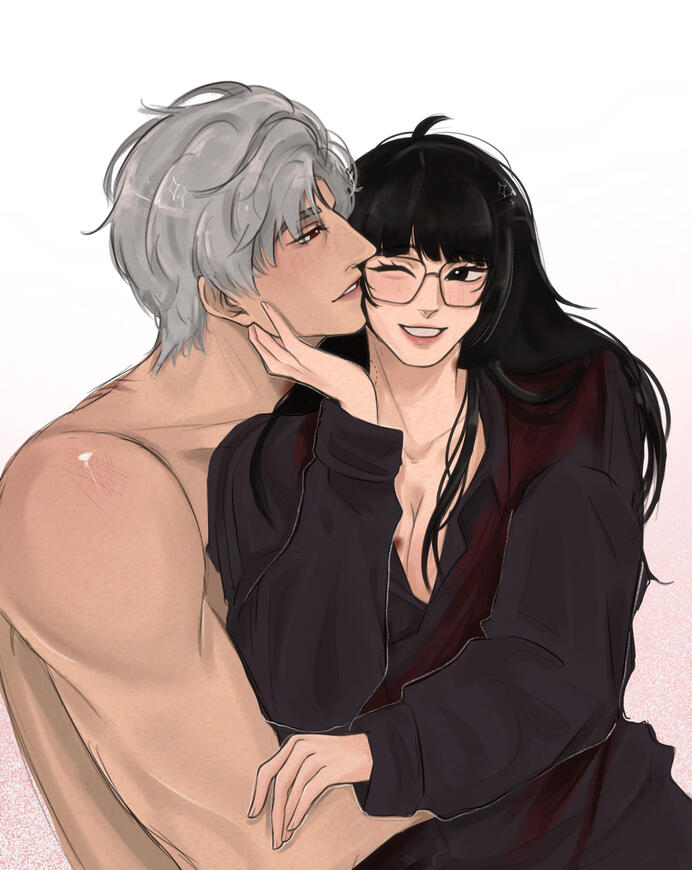 Colored half-body with 1 additional character